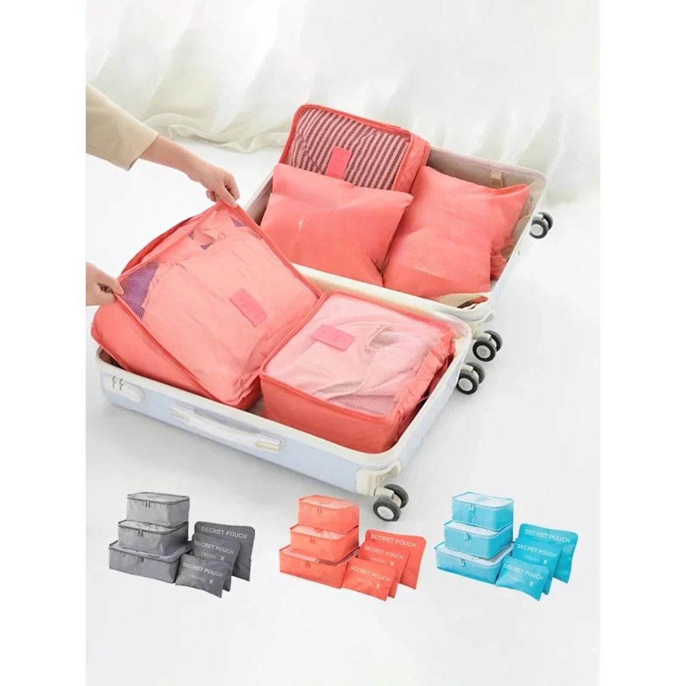 6 шт./компл. дорожная сумка для хранения большой емкости водонепроницаемая багажная сумка для хранения одежды и нижнего белья сумка с застежкой-молнией
