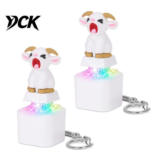 Animal Button Fidget Toy 1/2Pcs Keyboard Keychain, Rechargeable Goat Cat Finger Clicker Stress Relief with LED Light Sound, Push Decompression
