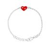 Children's Bracelet - LÉA &; ARTHUR - Red Heart - Rhodium-Plated 925 Silver - Adjustable Length - Unisex