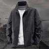 Мужская куртка с воротником-стойкой, длинным рукавом, на молнии, весенне-осеннее пальто с карманами, однотонная