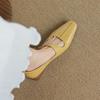 Овечья кожа Лето Весна Осень Средний каблук Пряжка Ремешки Женские Европейский Дизайн Квадратный носок Неглубокие туфли-лодочки