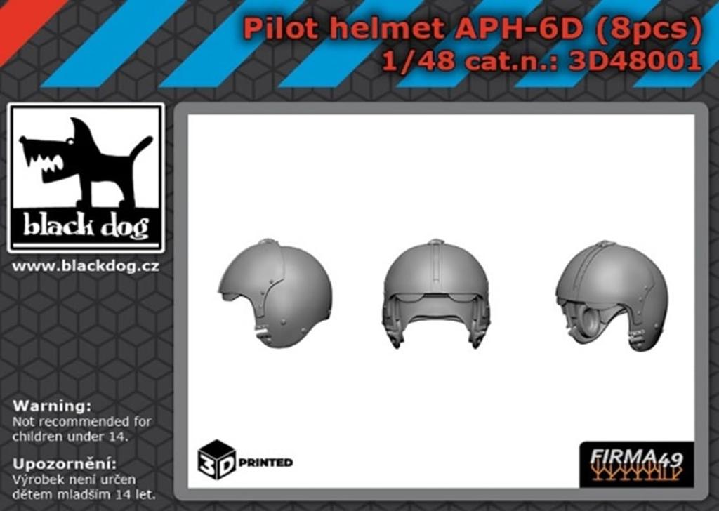 Black Dog Pilot Helmet 3D Printer Resin Parts HAU3D48001 1/48 APH-6D (8 Pieces) (Military)