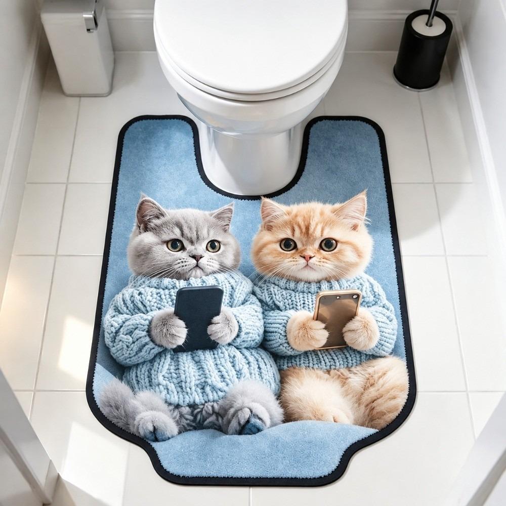 Non-slip Toilet Floor Rug Absorbent Bath Mat Novelty Bathroom U-shaped Mat Household