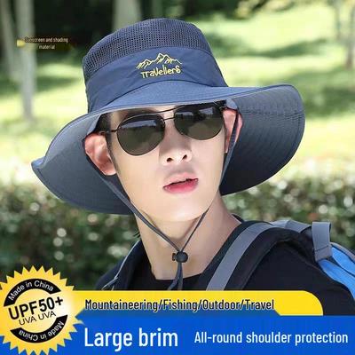 Мужская летняя шляпа от солнца с широкими полями, дышащая и прохладная, с защитой лица от УФ-лучей, идеально подходит для активного отдыха и рыбалки.