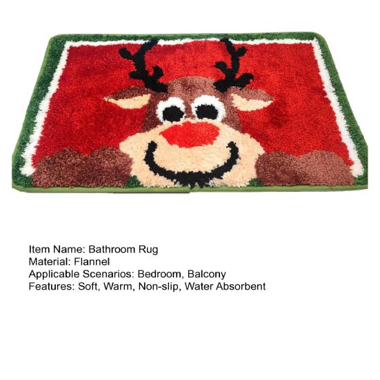 Christmas Bathroom Rug Xmas Snowflake Door Mat Flannel Floor Mat Absorbent Non-Slip Bath Mat for Xmas Home Decor