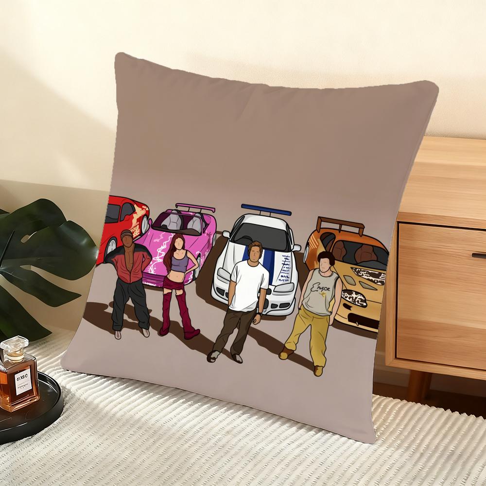 F-Fast And F-Furious Movie Cushion Cover Soft Short Plush Pillow Cover Smooth Cozy Texture Aesthetic Cushion Case Home Decor