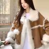 Новая имитация лисьего меха, интегрированная овечья шерсть, утолщенный меховой воротник, меховое пальто женское зимнее меховое пальто