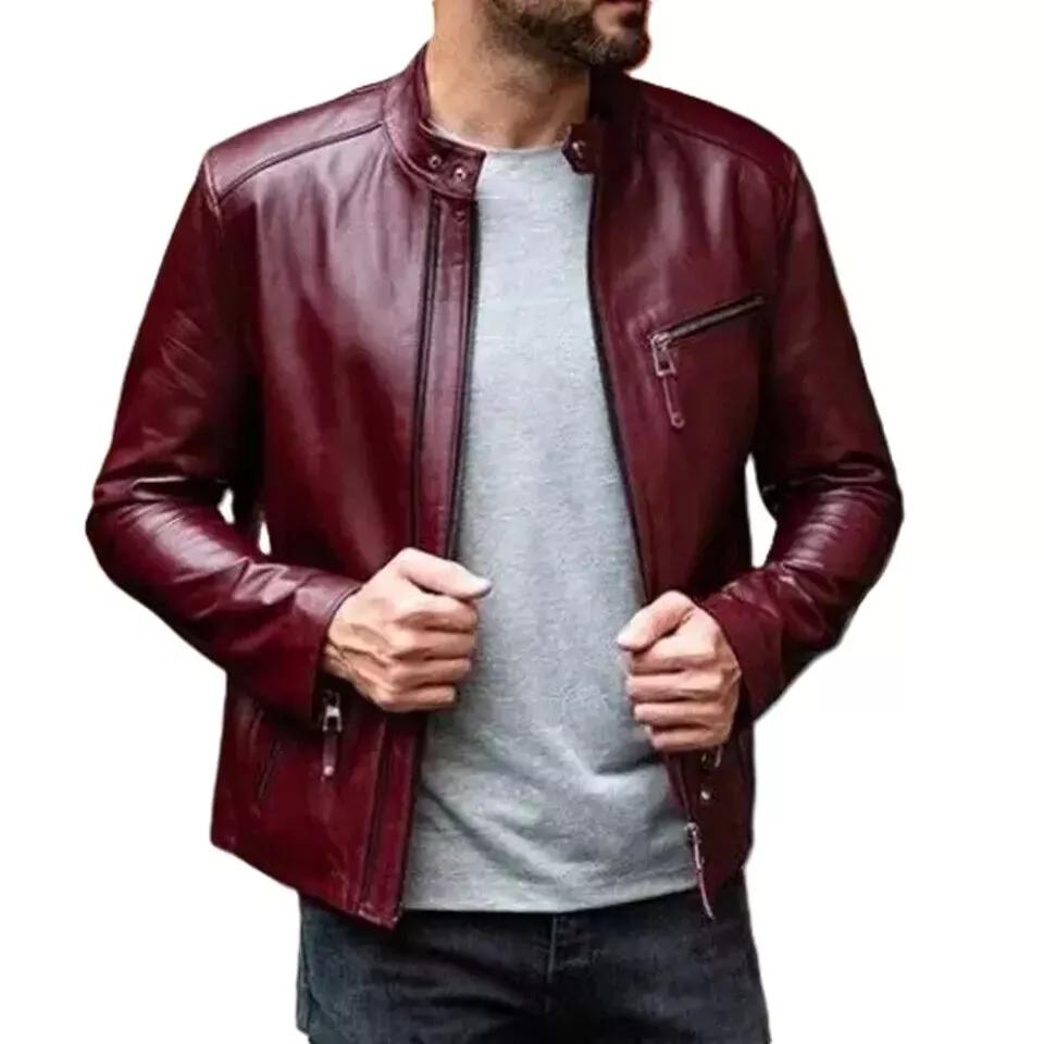 Новая мужская куртка Maroon из натуральной овчины, натуральная кожа ручной работы, мягкая, стильная