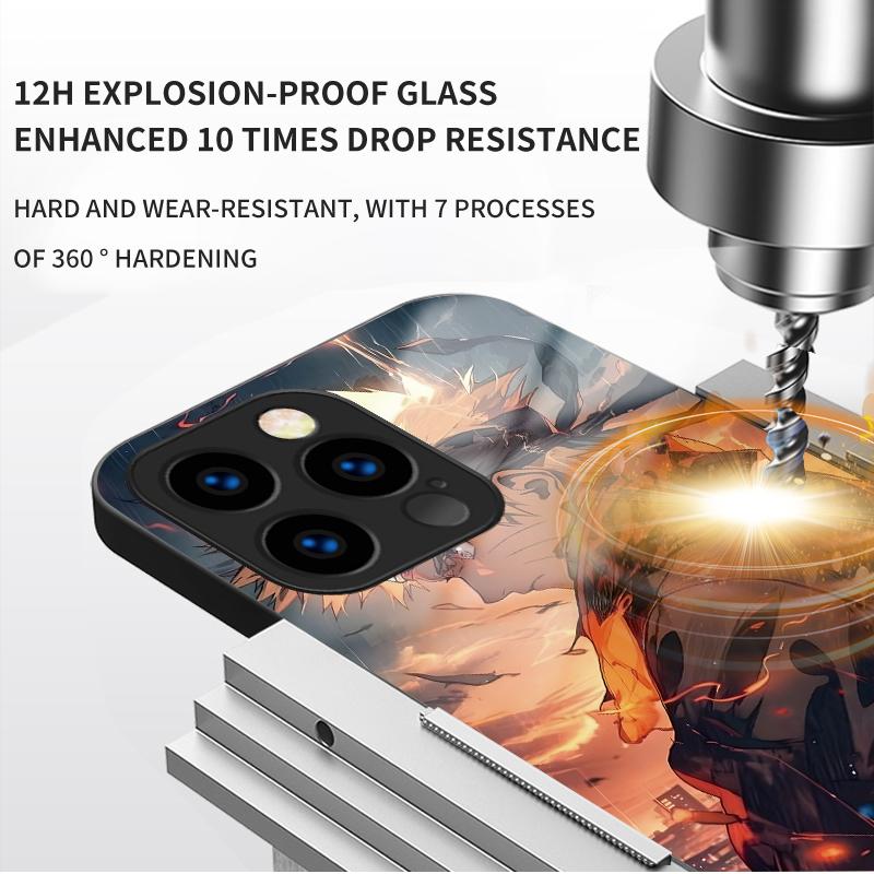 Закаленный стеклянный корпус с рисунком Наруто, защитный чехол, мягкий чехол для iPhone Samsung