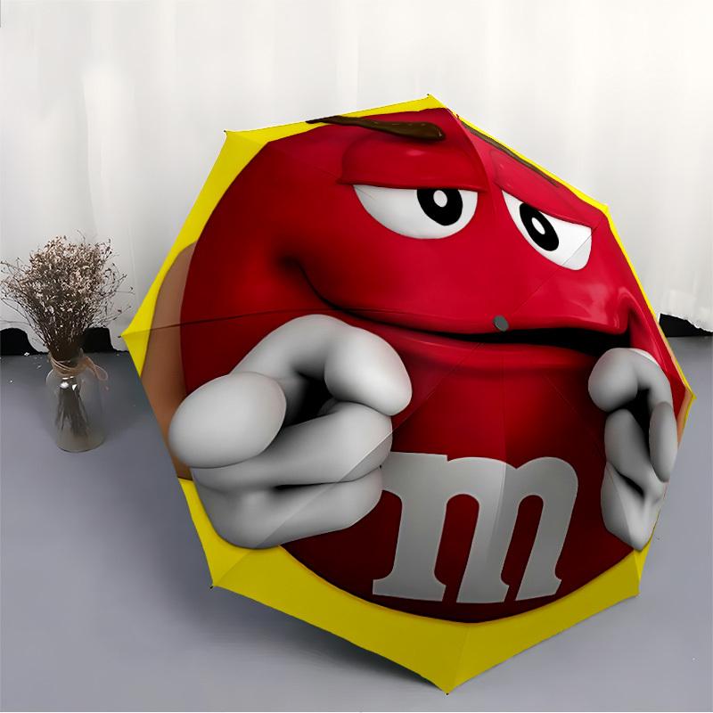 1PC M&M's Automatic Open/Close Umbrella, 8-Rib Sturdy Frame, Lightweight Portable Umbrella, Commute, Business - Ideal Gift for Friend, Vibrant Pattern