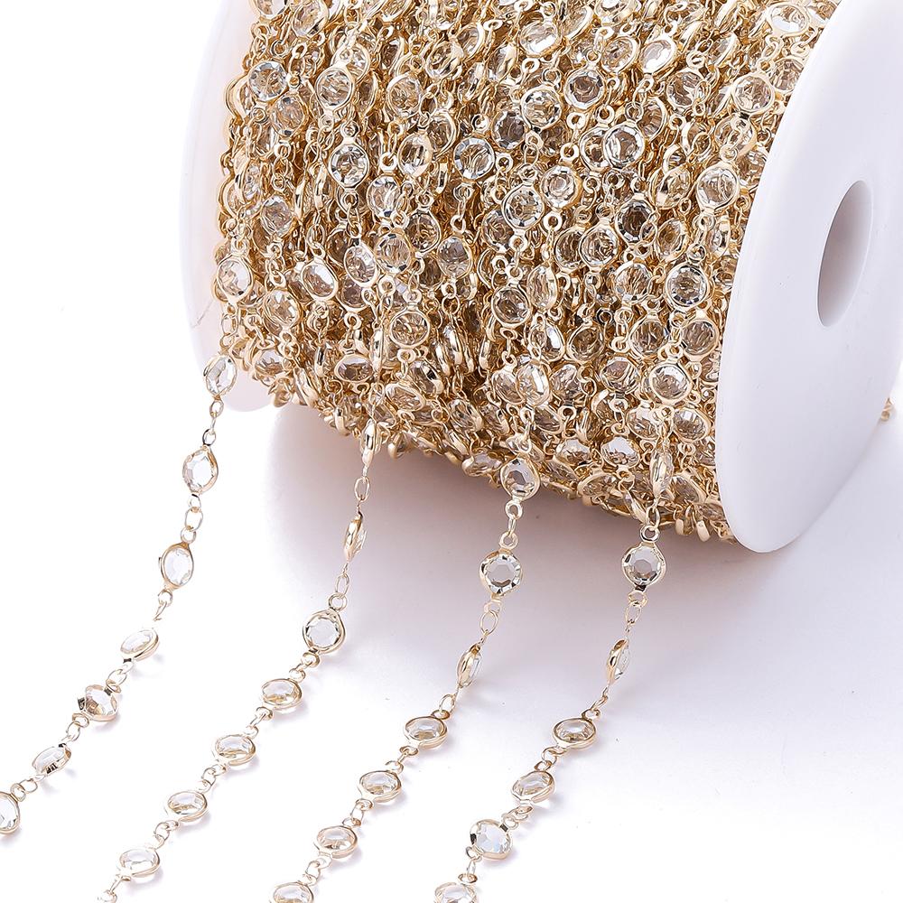 1Meter Colorful Glass Crystal Beads Chain Copper Chains for Necklace Bracelet Jewelry Making DIY Components Accessories