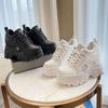 Мода 2024 Весна Женские Кроссовки Модные Однотонные Повседневные Туфли На Шнуровке Большие Размеры Танкетка Платформа Обувь Для Уличной Прогулки