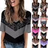 Women's V Neck T Shirts Half Sleeve Tops Printed Casual Summer Tees T Shirt Blouse