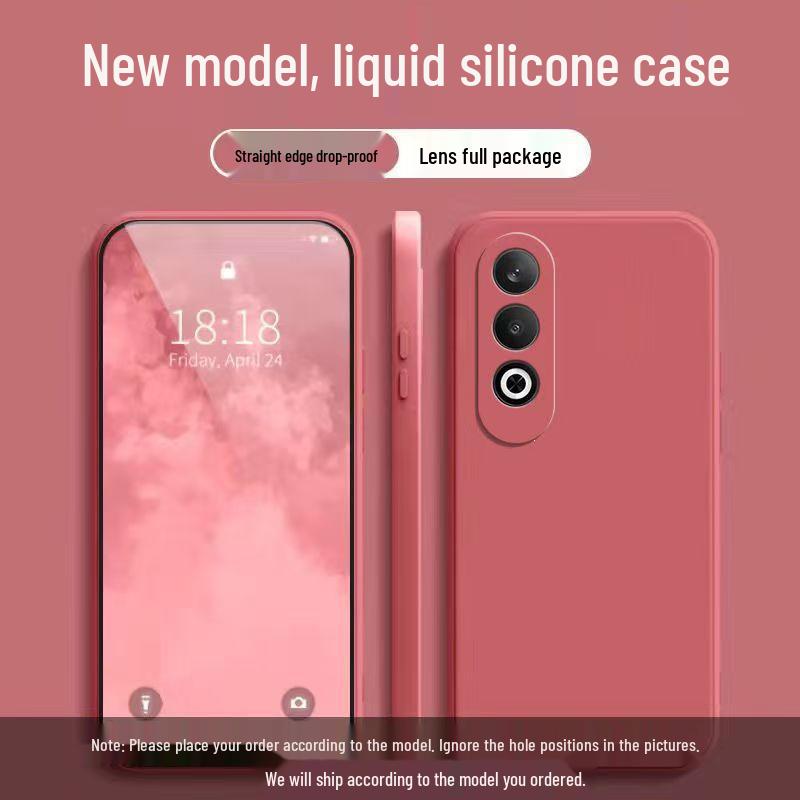 Чехол из жидкого силикона для OPPO K12 Plus: Однотонный, Полное покрытие, Защита от падений, Мягкий край