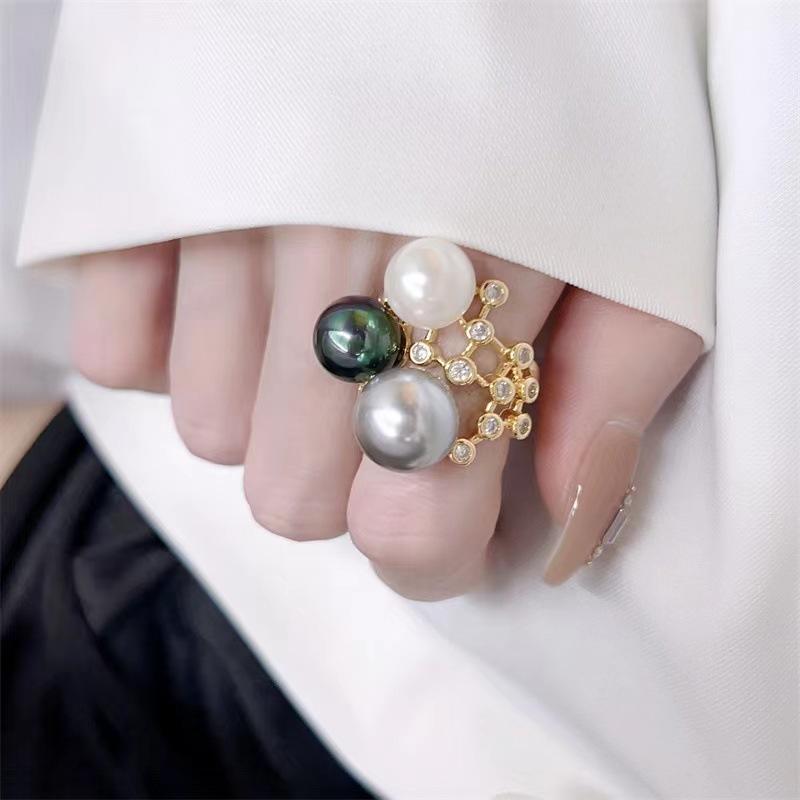 Французская мода барокко ретро жемчужное кольцо женское нишевое дизайн легкое роскошное высококлассное темпераментное кольцо на указательный палец