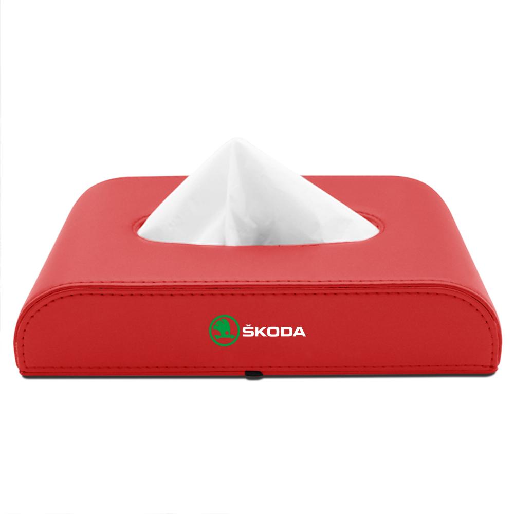 OBDI6 1PC PU Leather Tissue Box Car Tissue Box Interior Storage Box For Skoda Kodiaq Octavia 2 3 Yeti Karoq Rapid Fabia S A5 Kamiq VII