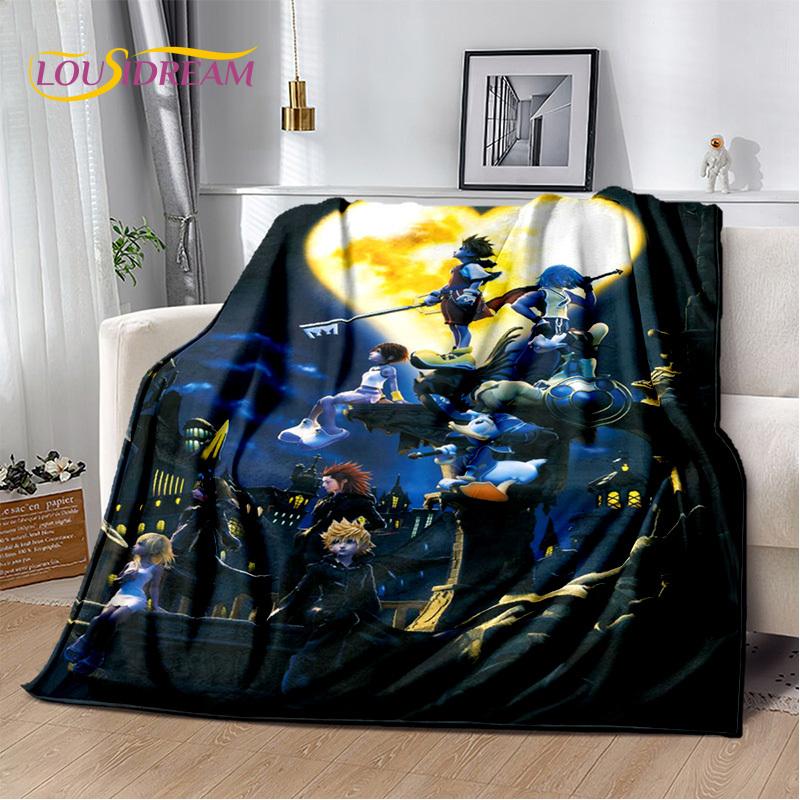 Cartoon Kingdom Hearts Games 3D Soft Flannel Blanket for Beds Bedroom Sofa Picnic,Throw Blanket for Cover Outdoors Leisure Gift