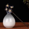 Винтажная элегантная деревянная заколка для волос с имитацией стекла, дизайн лотоса, заколка для волос в китайском стиле, минималистичная заколка в древнем стиле для женщин