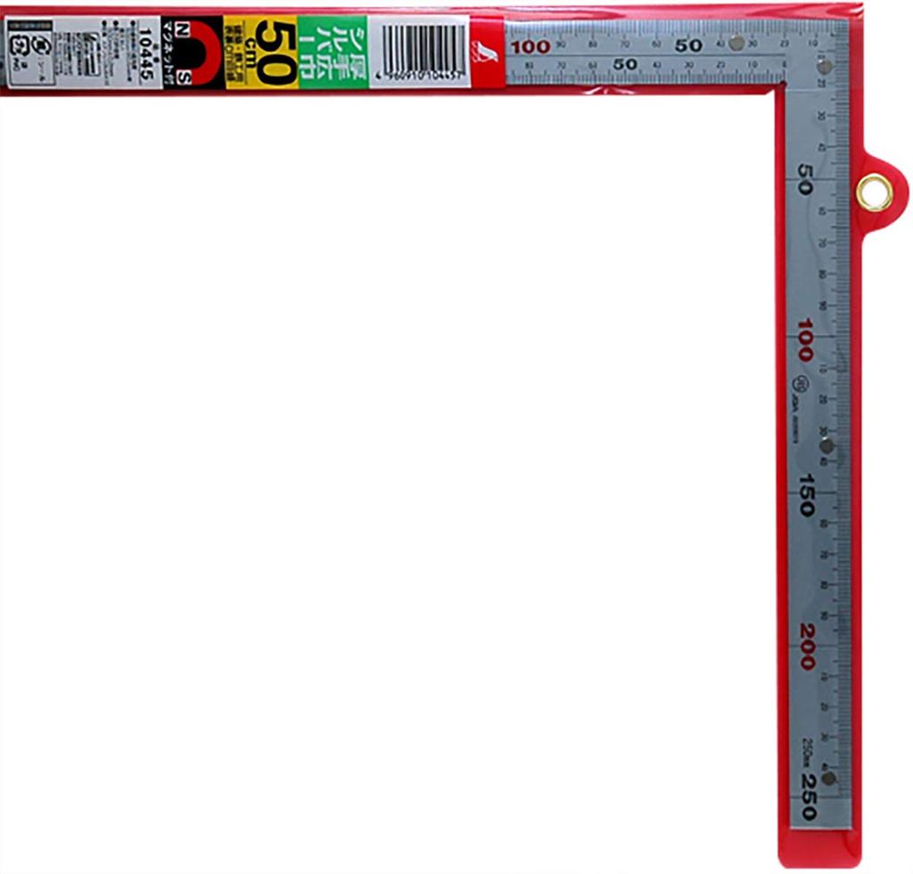 Shinwa Sokutei Curved Thick and with 10445 Ruler, Wide, Magnet, Silver, 50cm,