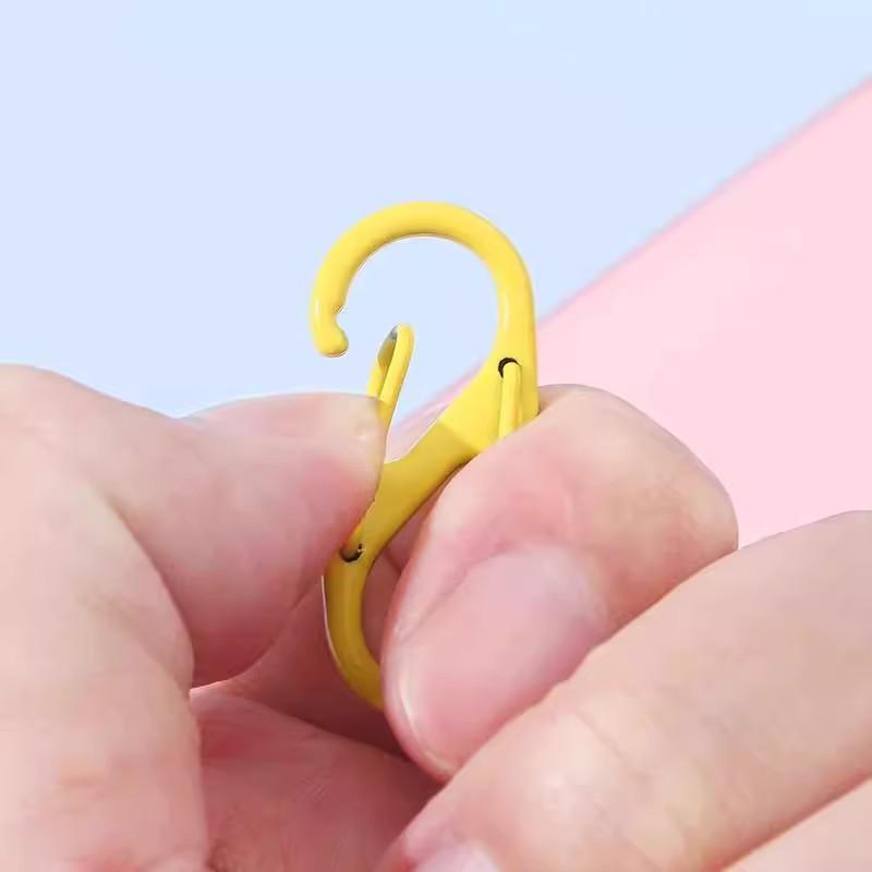 12Pcs Zipper Clip S Carabiner Clips Small Alloy Snap Hook Anti Theft Mini Dual Wire Gate Interlocking Keychain Clip Attachment