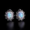 Exquisite Natural Oval Colorful Opal 925 Sterling Silver Women's Earrings for Weddings and Banquets Jewelry