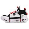 Li Ning Paris Fashion Week Wudao Ace Fabric Synthetic Leather Nubuck Mid-Top Retro Basketball Shoes Women Sneaker Black White Red AGBN062-12