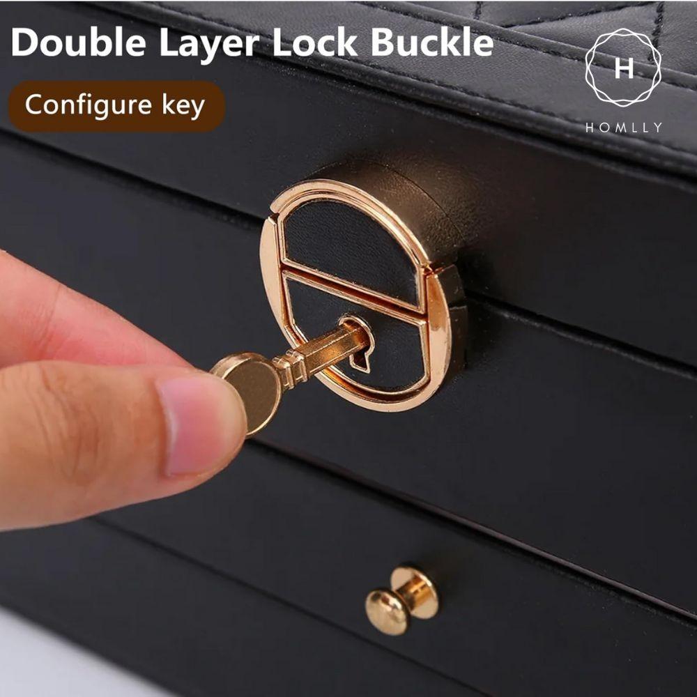 Homlly 3 Layers Jewellery Boxes for Rings, Earrings, Necklaces with Key Lock