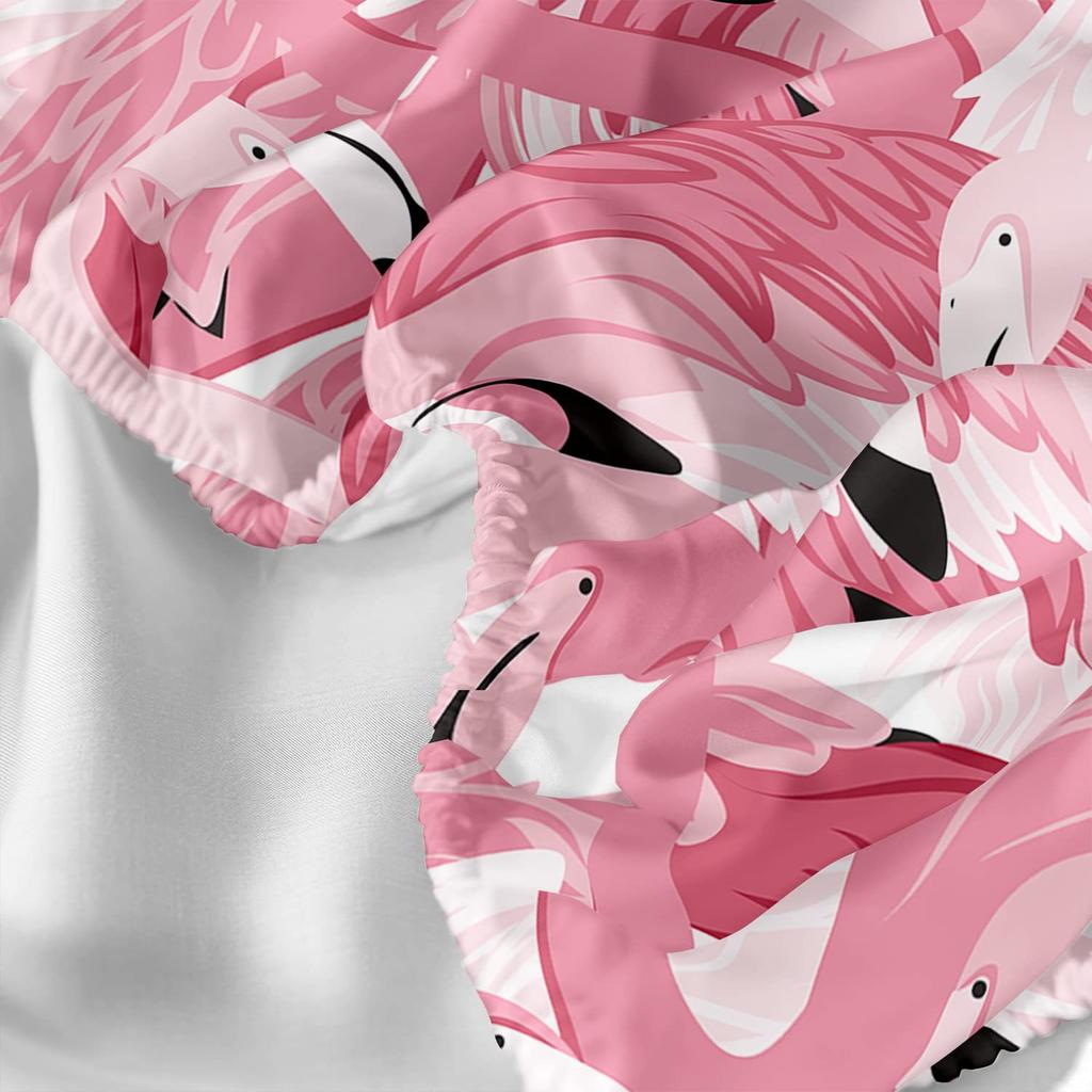 Узор Розовый Фламинго Шапка на Кровать Комплект из Трех Предметов Цифровая Печать Постельное Белье Шапка на Кровать Комплект из Трех Предметов Дети И Взрослые