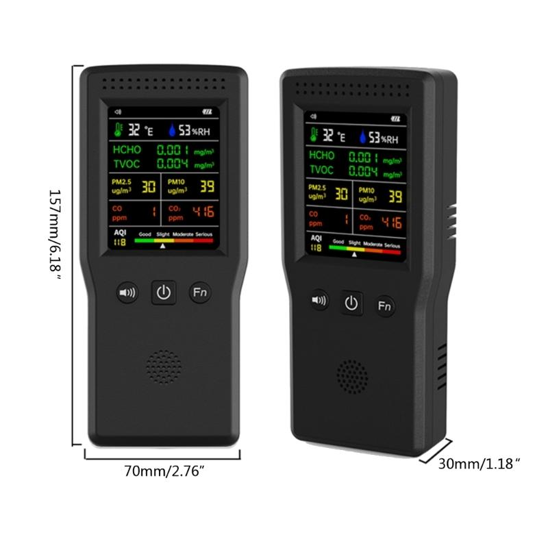 9 в 1 PM2.5 PM10 HCHO TVOC CO CO2 измеритель цифровой температуры и влажности тестер LCD