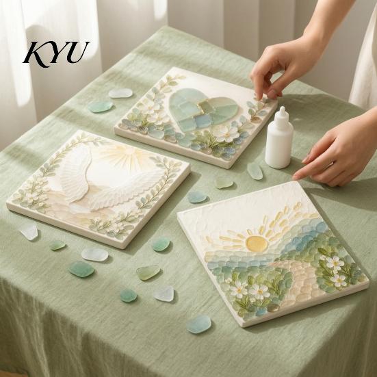 Religious Gift for Women DIY Psalms Sea Glass Mosaic Art Kit, Christian Craft Kit with Unique Birthday Gifts Her Inspirational Bible Verse Design,