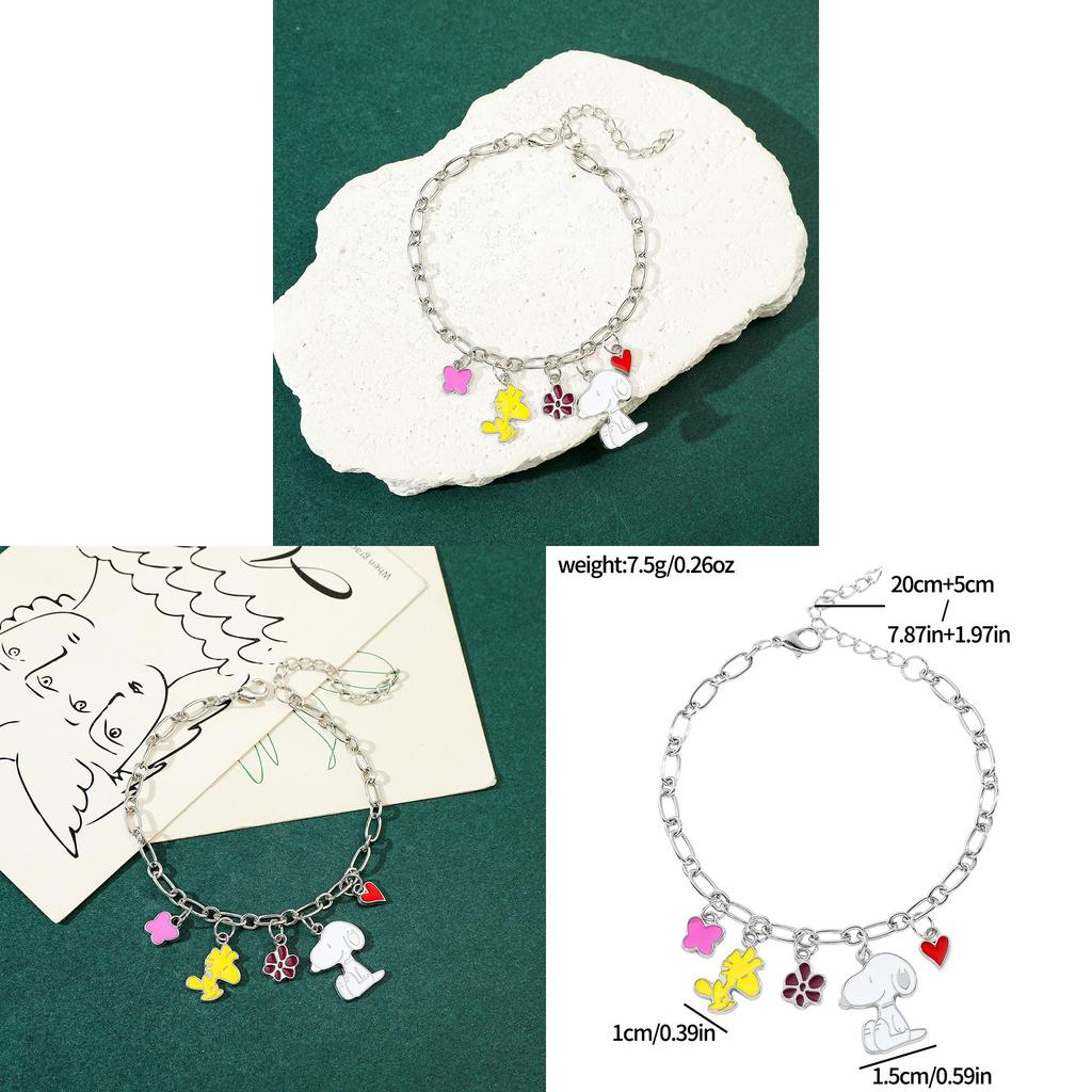 Snoopy Hand Chain Cartoon Jewelry With Zinc Alloy Pendant For Gift Sale Events