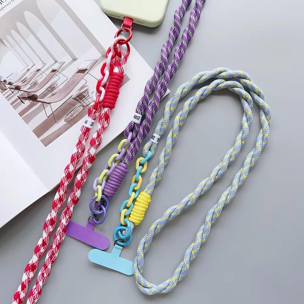 Dopamine Braided Phone Lanyard Nylon Crossbody Hanging Rope  Phone Charm Accessories
