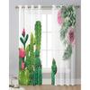 Cactus Tropical Flower Leaves Sheer Curtains for Living Room Decoration Window Curtains for Kitchen Tulle Voile Organza Curtains