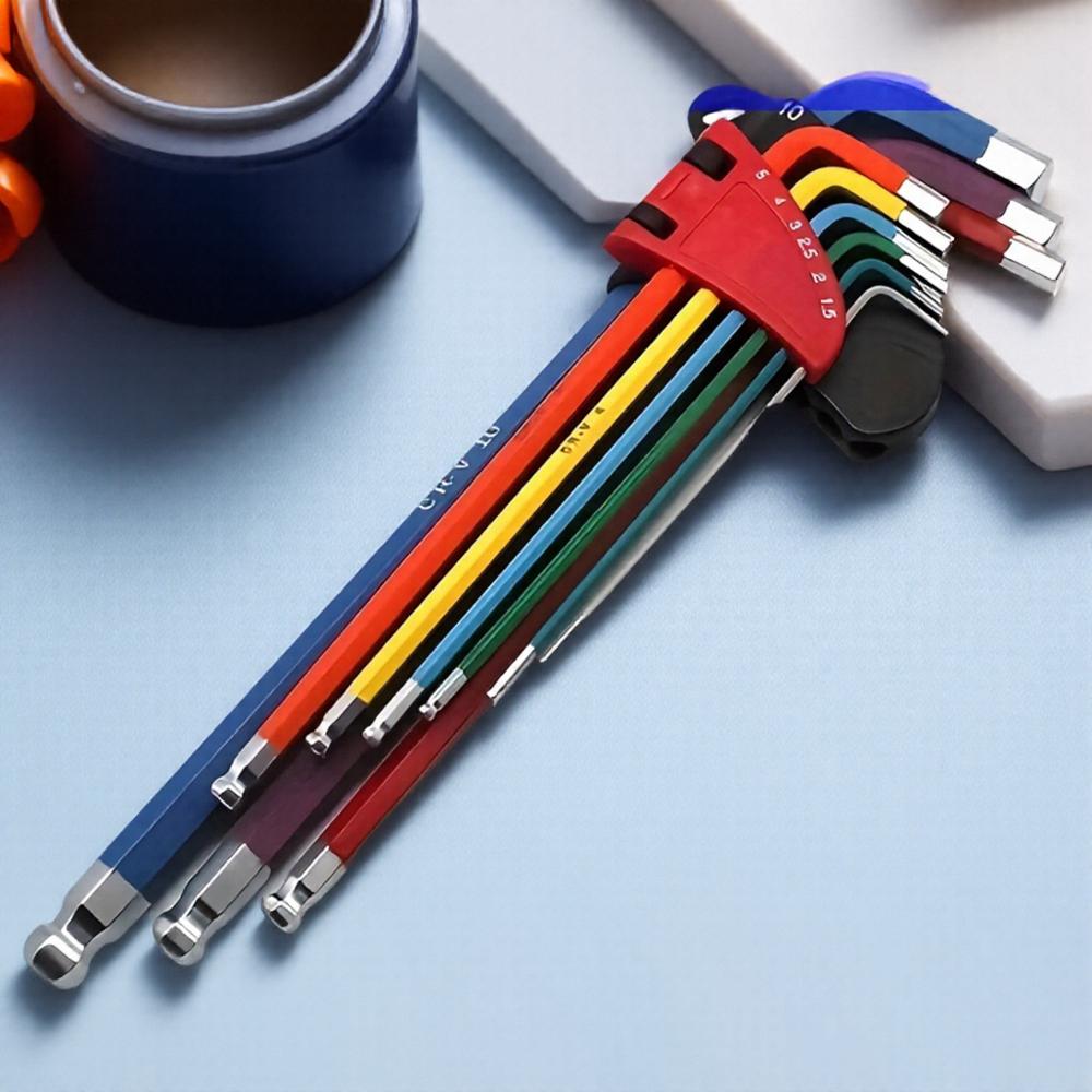 Набор шестигранных ключей с длинным рычагом 9 шт. Шестигранный ключ для набора инструментов для ремонта велосипеда Размеры от 15 мм до 10 мм Идеально подходит для обслуживания велосипеда