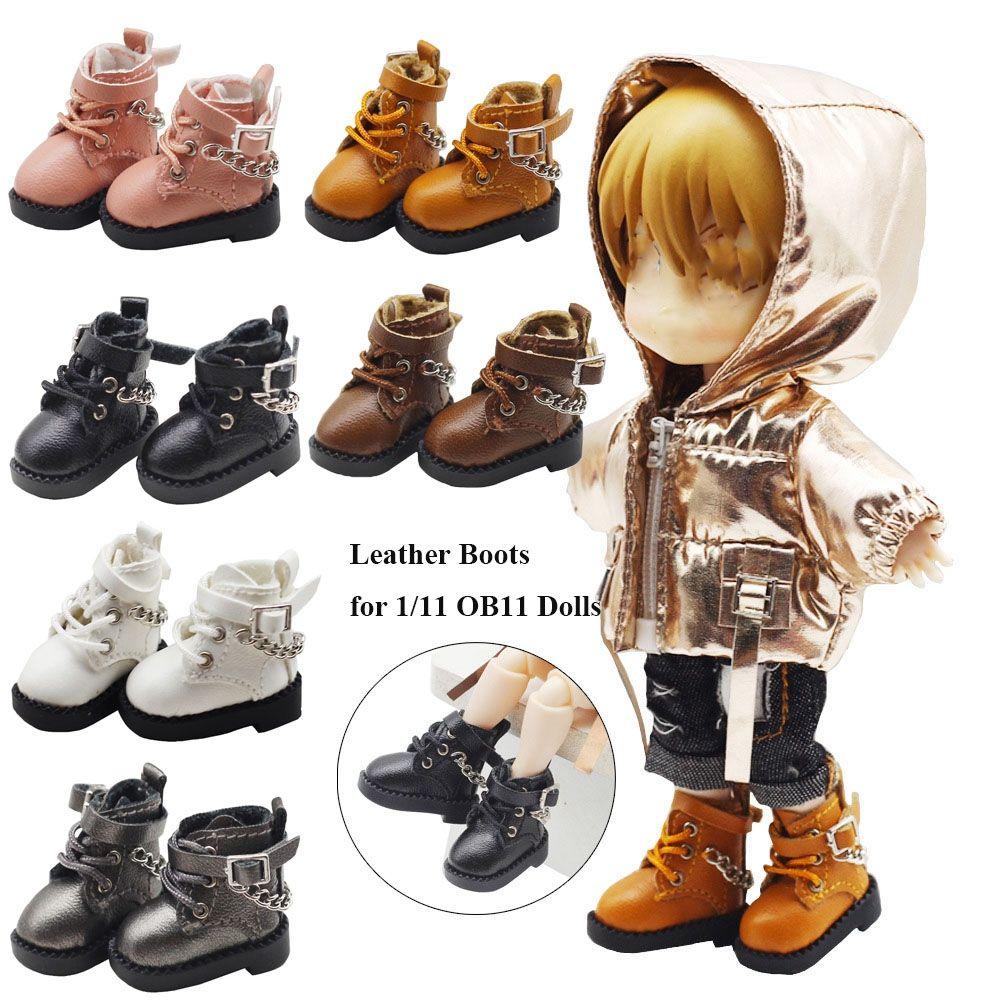 obitsu11GSCbody9OB11 for 1/11 OB11 Handmade Doll Boots Cowhide Dolls Shoes New Casual Leather Shoes