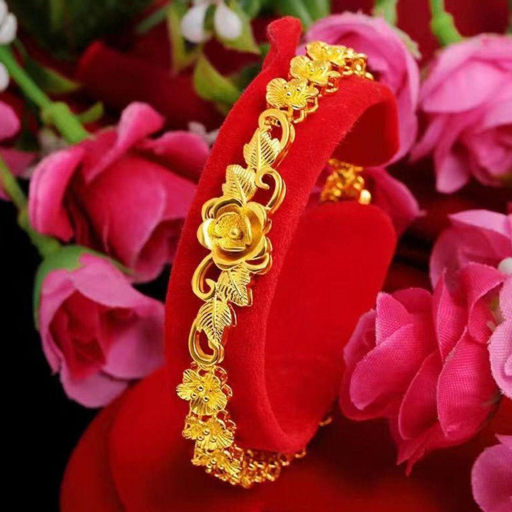 Украшения Имитация золотого цветка браслет Винтажный китайский стиль браслеты полый браслет женские подарки