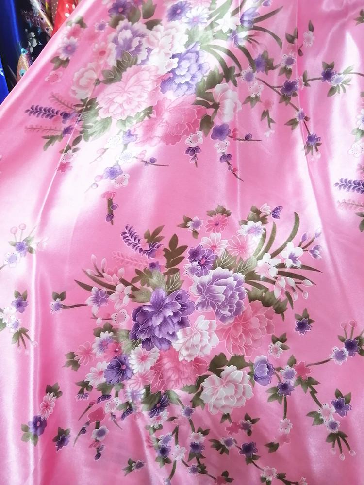 Большая Цветочная Ткань из Шелкового Сатина для Ципао, Подкладки и Ленты для Головного Убора
