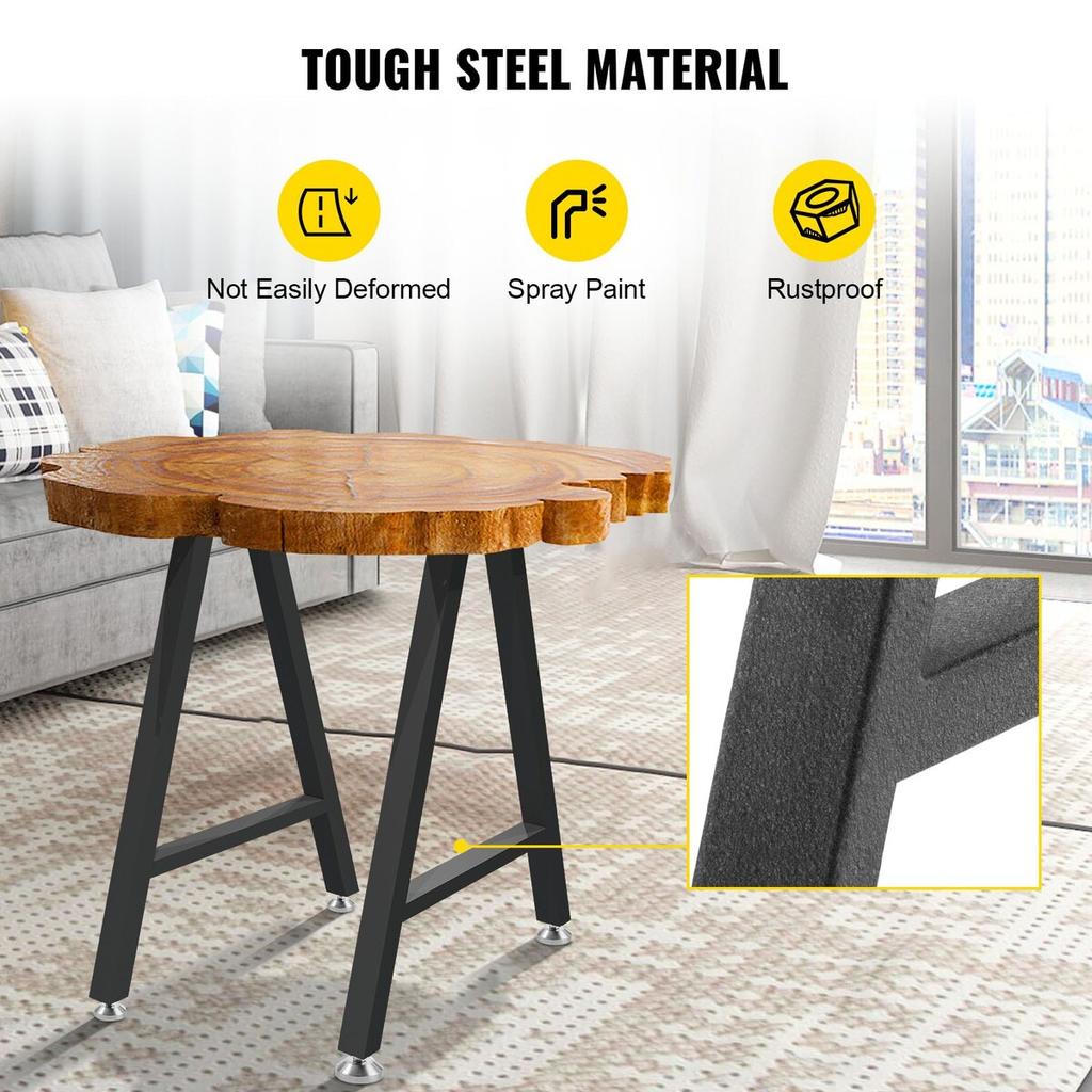Metal Table Legs 28 x 17.7 inch A-Shaped Desk Legs Set of 2 Heavy Duty Bench Legs w/Polyurethane Coating, Furniture Legs w/ Floor Protectors, Wrought
