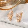 SIMJOO Rose Gold Fashion Zircon Earrings Simple Floral Earrings for Women