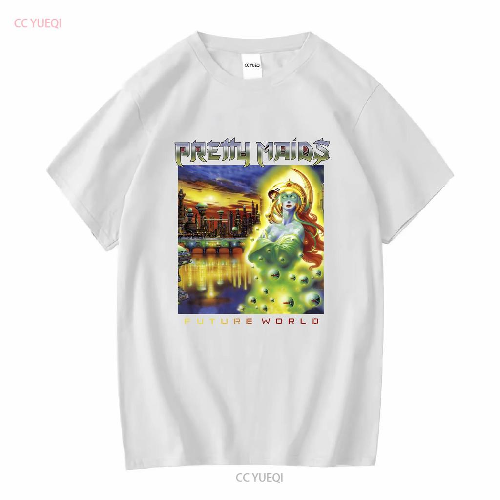 PRETTY MAIDS FUTURE WORLD T Shirt Black S 4XL GH394 long or short sleeves vintage Washed streetwear Slightly graphic