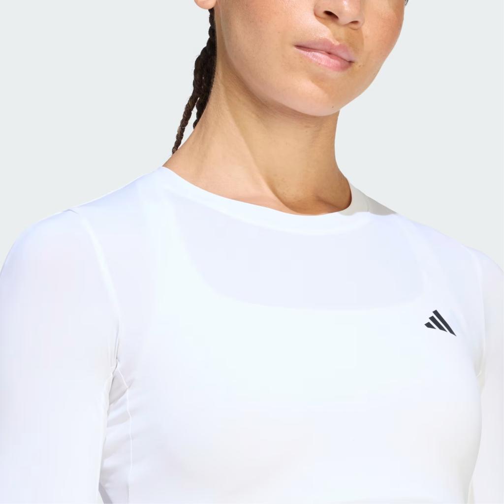 adidas Power Essentials Отводящий влагу Формирующий Топ для фитнеса с круглым вырезом и длинным рукавом Женские топы KD2211