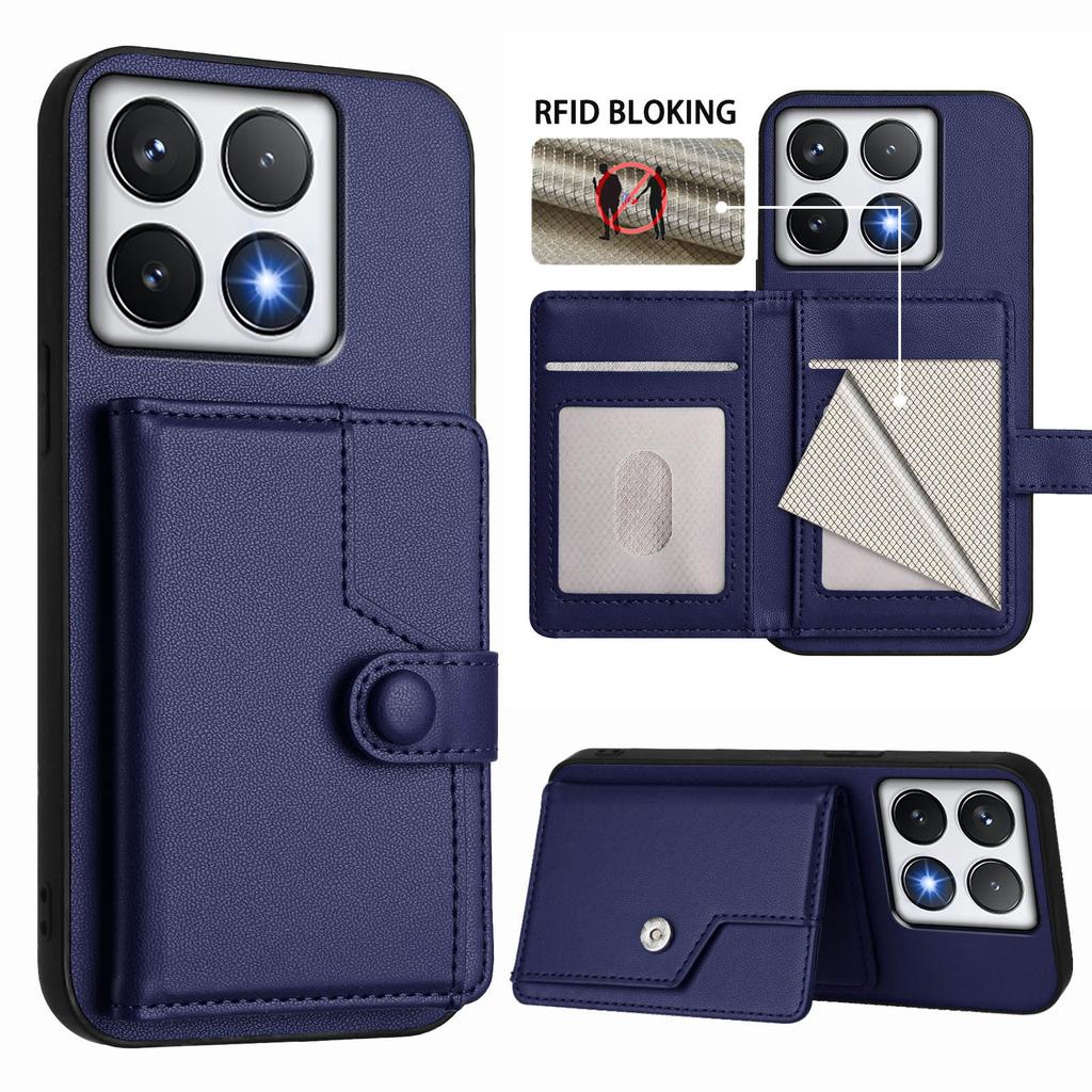 For Xiaomi 14T Pro Case RFID Blocking Card Holder Kickstand TPU + PU Leather Phone Back Cover