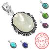 925 Sterling Silver Pendant Women Gemstone Handmade Jewelry Easter Gift Blue Green Purple Copper Turquoise Pearl Lapis Mother Of Pearl Vintage