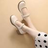 Internet Celebrities with the Same Mary Jane Women's Shoes Single Shoes 2025 New Women's Flat Bottom Round Head Shallow Mouth Jk Small Leather Shoes 