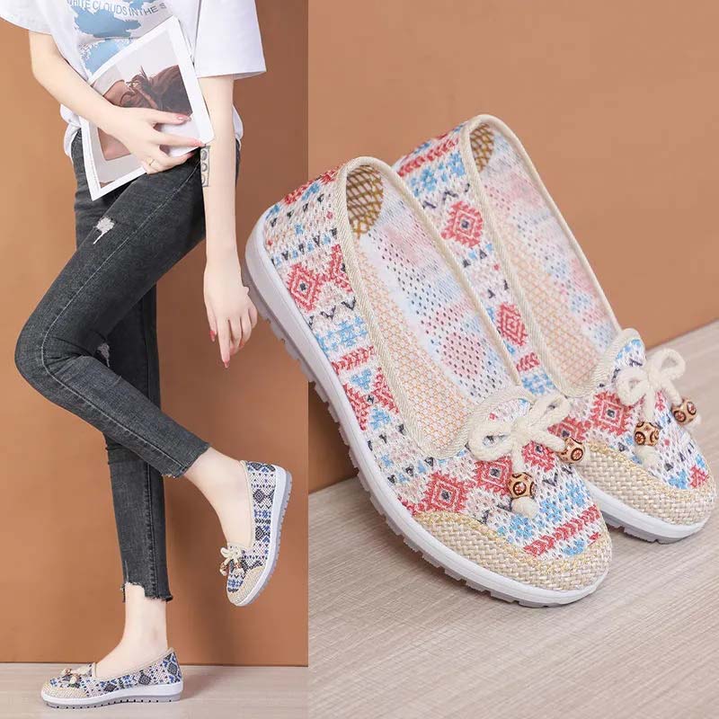 Летние туфли из полой сетки, старые пекинские туфли из ткани, женская мода, повседневная обувь на мягкой подошве, средний размер
