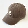 Washed R letter hat female ins retro old baseball cap four seasons casual sunshade soft top cap male