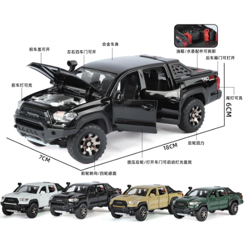 1:32 Toyota Tacoma TRO Off Road Pickup Alloy Diecast Model Computer Desktop Decoration With Sound Light Beautiful Christmas Gift