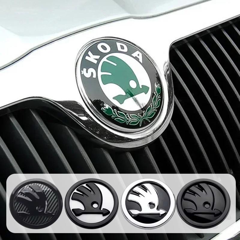 tnkrq7 Car Emblem Badge Front Hood Trunk Sticker Decoration For Skoda Octavia Superb Rapid Kodiaq Karoq Enyaq RS Yeti Scala Fabia Kamiq