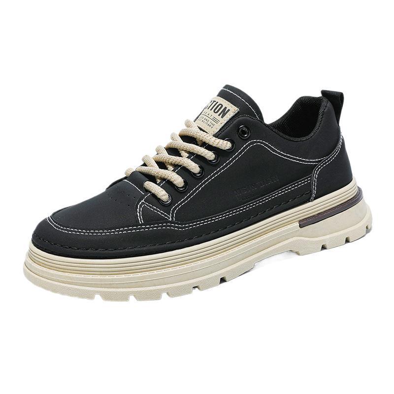 Мужские осенние ботинки Martin: Трендовые кожаные ботильоны на толстой подошве для работы, повседневной носки и катания на скейте.