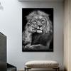 Black and White Lion Painting, African Animal Canvas, Wall Art, Modern Frames for Living Room Decoration